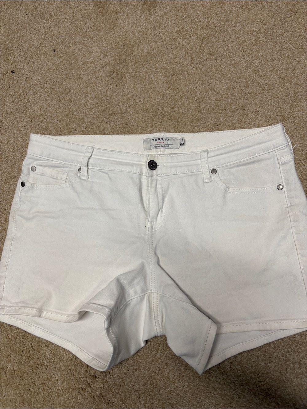 torrid White Denim Shortie Shorts